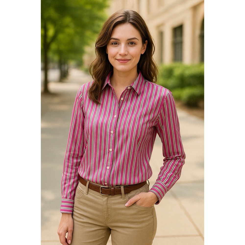 Women’s Pink Striped Button-Down Shirt